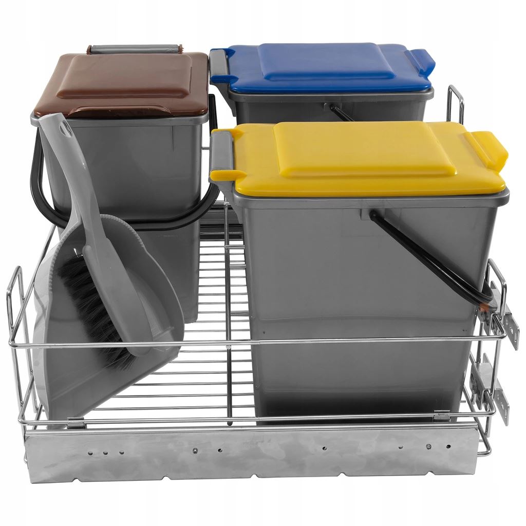 Cubo de basura extraíble para cocina con cierre suave de 3 x 10L - Armario de 600mm