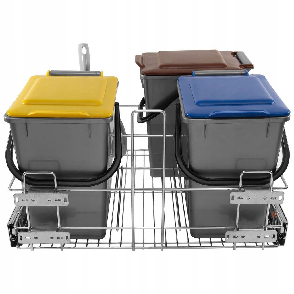 Cubo de basura extraíble para cocina con cierre suave de 3 x 10L - Armario de 600mm