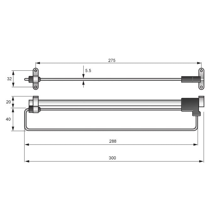 Barra de armario extraíble de 300 mm - Cromo (2) – Furnica
