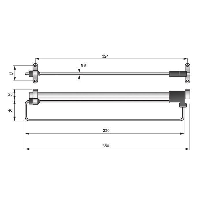Barra de armario extraíble de 350 mm - Cromo (2) – Furnica