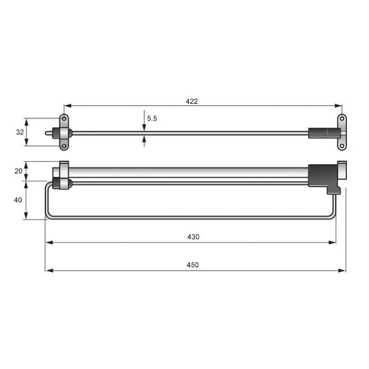 Barra de armario extraíble de 450 mm - Cromo (2) – Furnica