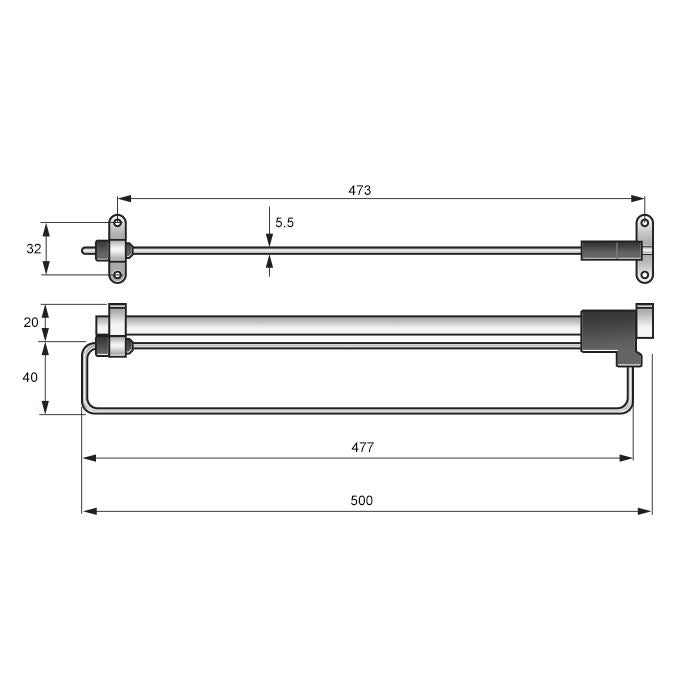 Barra de armario extraíble de 500 mm - Cromo (2) – Furnica