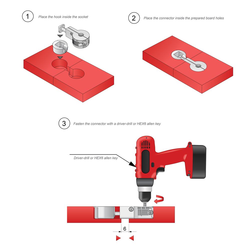 Conector rápido para encimera de 64 mm (3) – Furnica