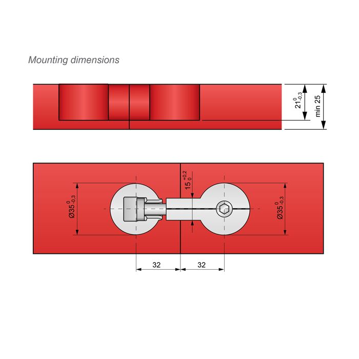 Conector rápido para encimera de 64 mm