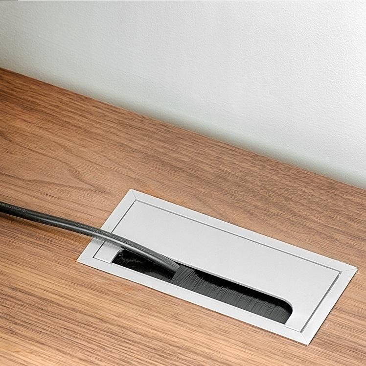 Pasacables rectangular de aluminio de 160x80mm, plateado "Wave" (4) – Furnica