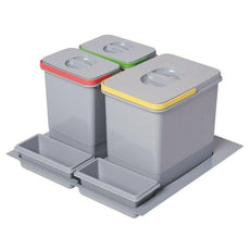 Cubos de reciclaje para la cocina - 60cm - 3 cubetas (15L + 2x7L)