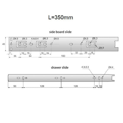 Conjunto de guías de rodamiento de bolas (izquierda y derecha), H45 (6) – Furnica