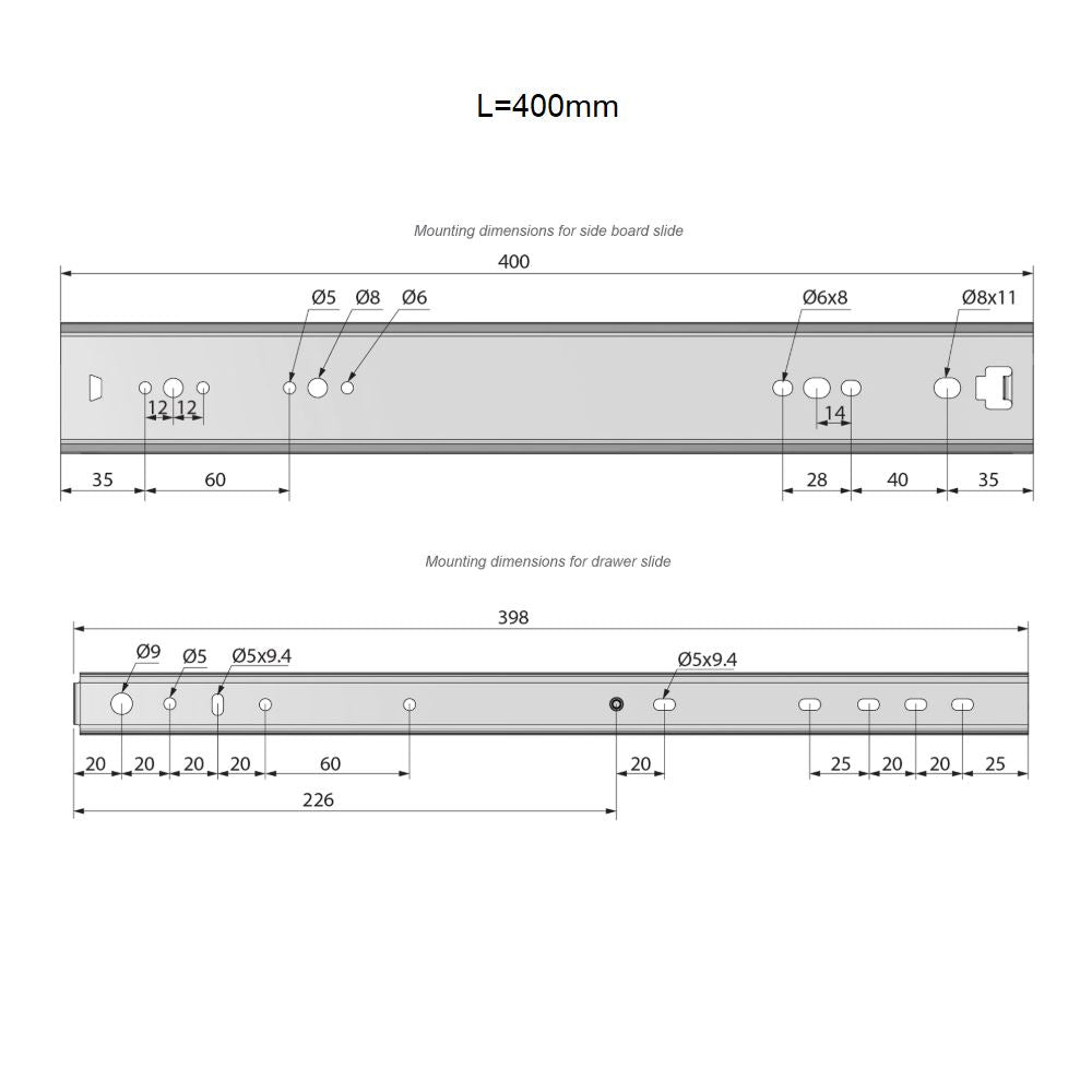 Conjunto de guías de rodamiento de bolas (izquierda y derecha), H53 (5) – Furnica