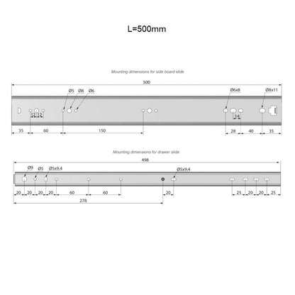 Conjunto de guías de rodamiento de bolas (izquierda y derecha), H53 (7) – Furnica