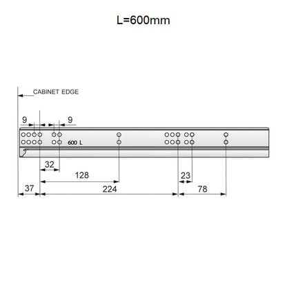 Conjunto de correderas ocultas de cierre suave, extensión de 3/4 (20) – Furnica