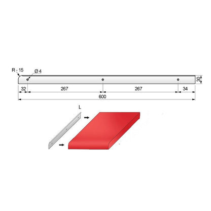 Tira lateral para encimera de 28 mm R-15, anodizado plateado (3) – Furnica