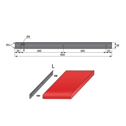 Tira lateral para encimera de 38 mm R-3, anodizado negro (3) – Furnica