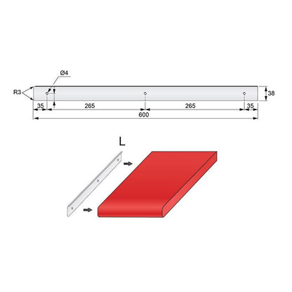 Tira lateral para encimera de 38 mm R-3, aluminio recubierto de polvo blanco (3) – Furnica