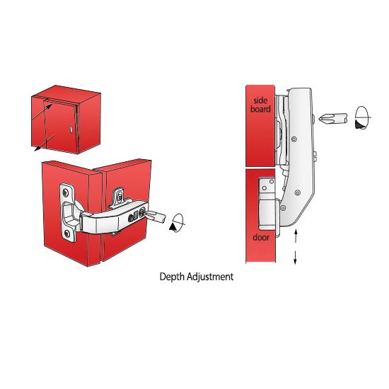 Bisagra de cierre suave, placa de montaje H2 con tornillos EURO, puertas paralelas (7) – Furnica