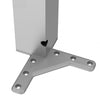 Pata de mueble cuadrada de 710 mm, de aluminio, con placa de montaje de ZnAl