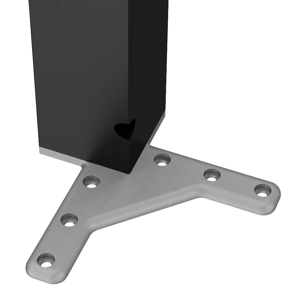 Pata de mueble cuadrada de 710 mm, negra, placa de montaje de ZnAl (2) – Furnica