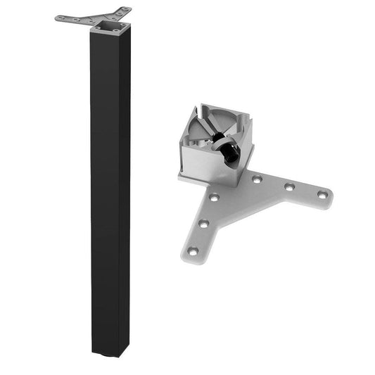 Pata de mueble cuadrada de 710 mm, negra, placa de montaje de ZnAl – Furnica