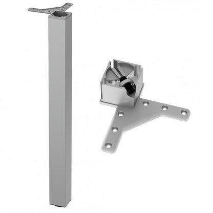 Pata de mueble cuadrada de 710 mm, satinada, placa de montaje de ZnAl – Furnica