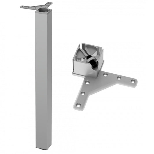 Pata de mueble cuadrada de 710 mm, satinada, placa de montaje de ZnAl – Furnica
