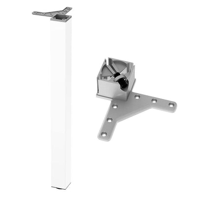 Pata de mueble cuadrada de 710 mm, blanca, placa de montaje de ZnAl – Furnica