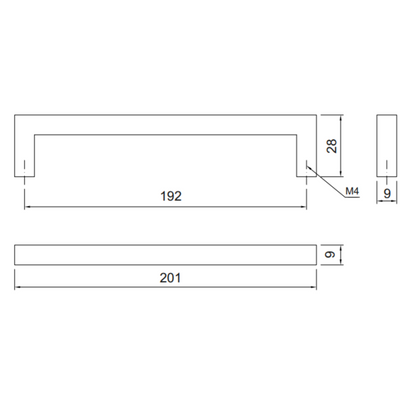 MODERNO - Tirador de muebles de 192 mm - Negro mate (2) – Furnica