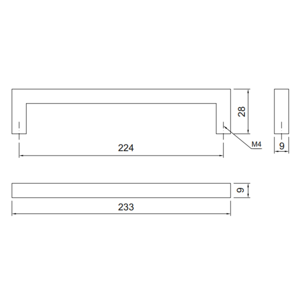 MODERNO - Tirador de muebles de 224 mm - Cromo