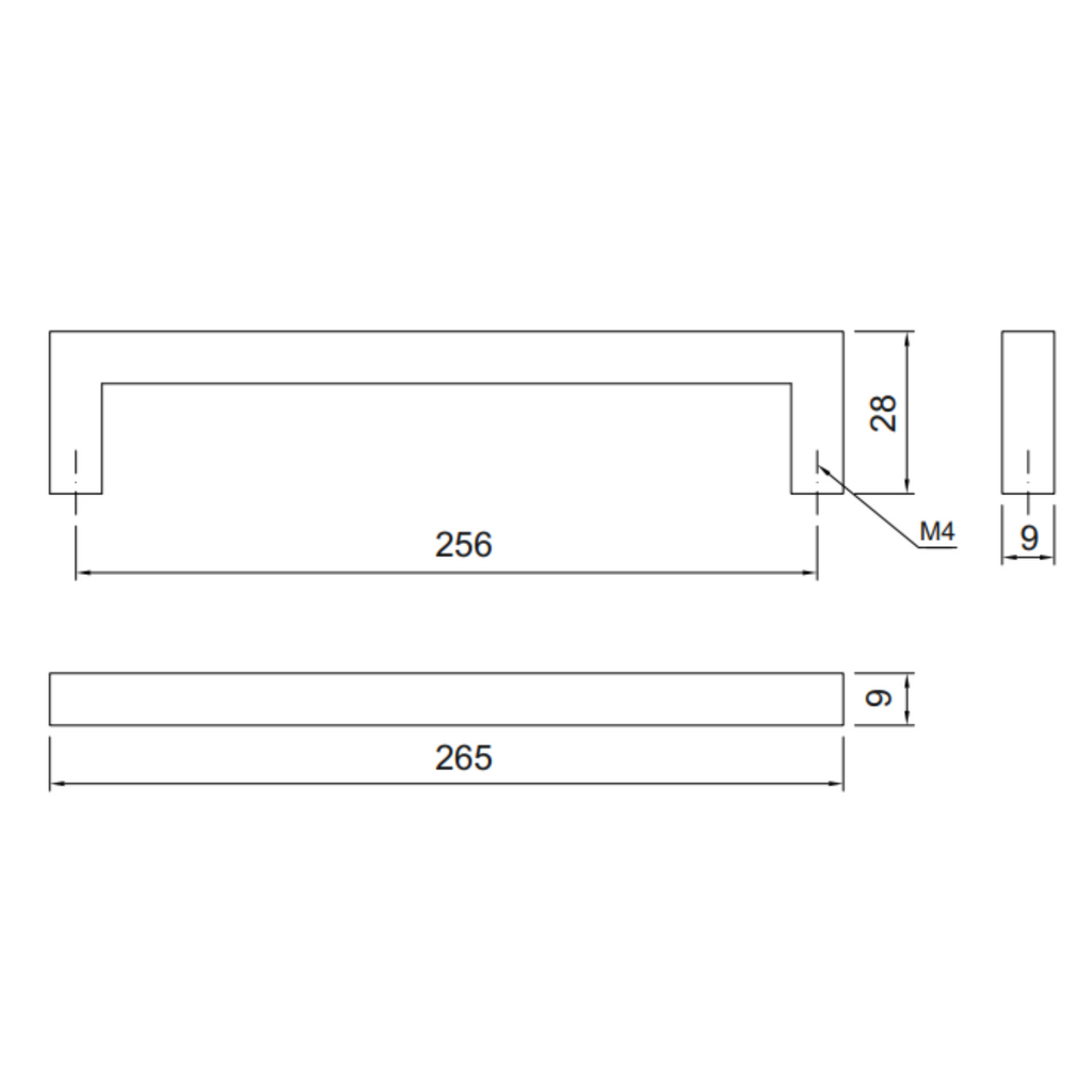 MODERNO - Tirador de muebles de 256 mm - Cromo