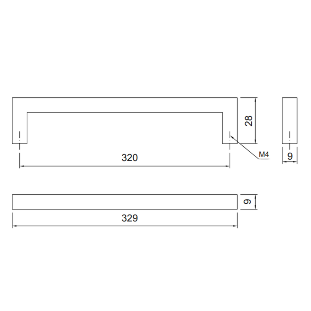 MODERNO - Tirador de muebles de 320 mm - Cromo (2) – Furnica