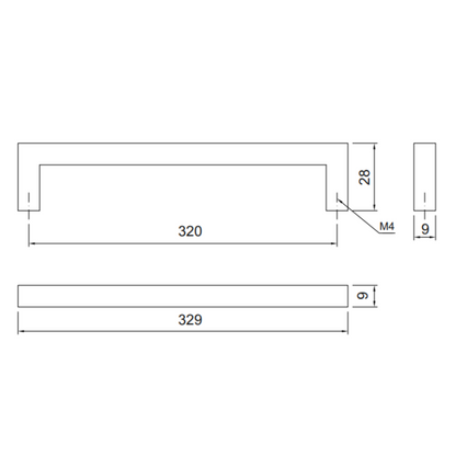 MODERNO - Tirador de muebles de 320 mm - Cromo (2) – Furnica