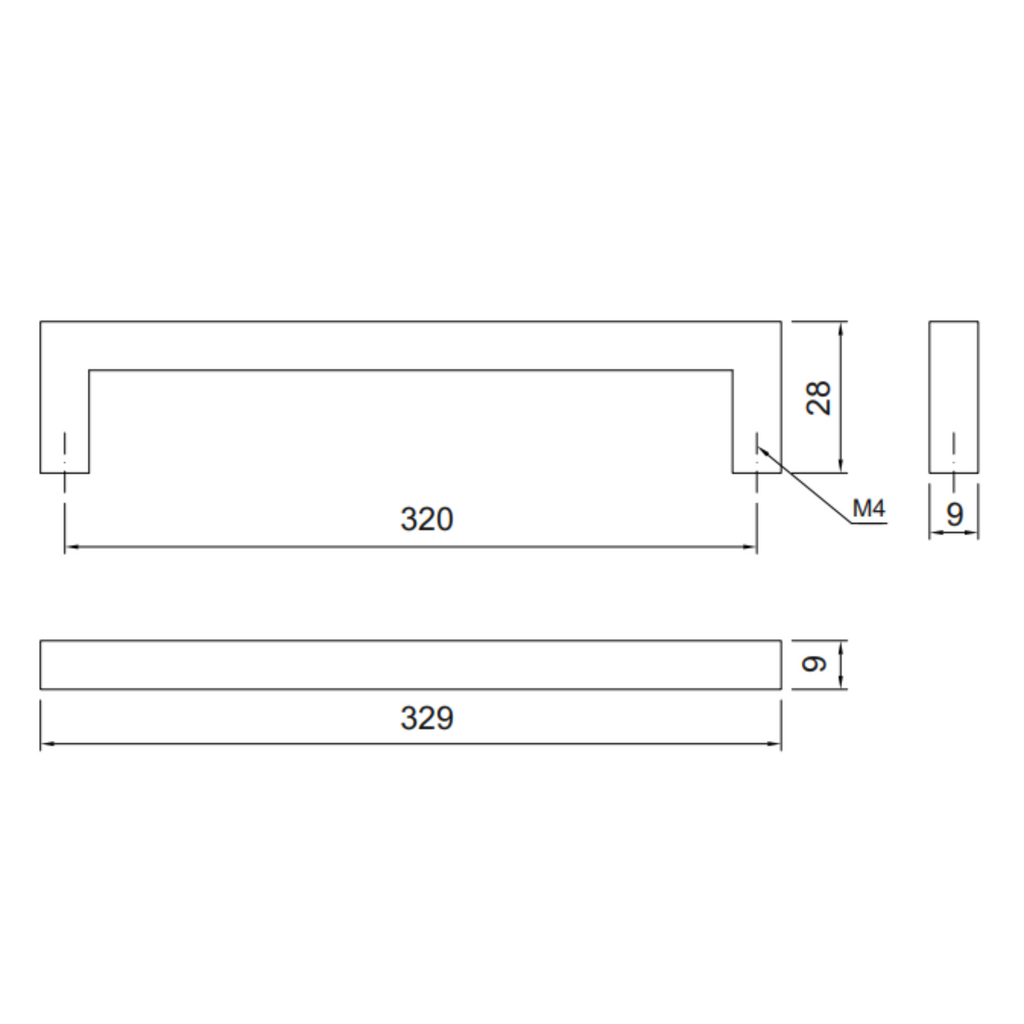 MODERNO - Tirador de muebles de 320 mm - Negro mate