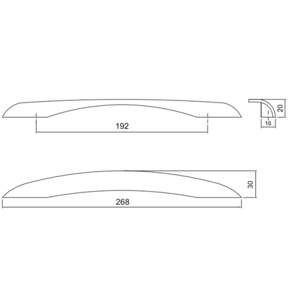 Asa de mueble 192mm U079 - Cromo (2) – Furnica
