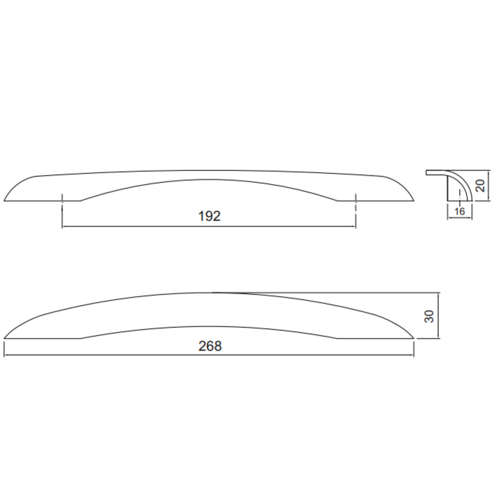 Asa de mueble 192mm U079 - Cromo