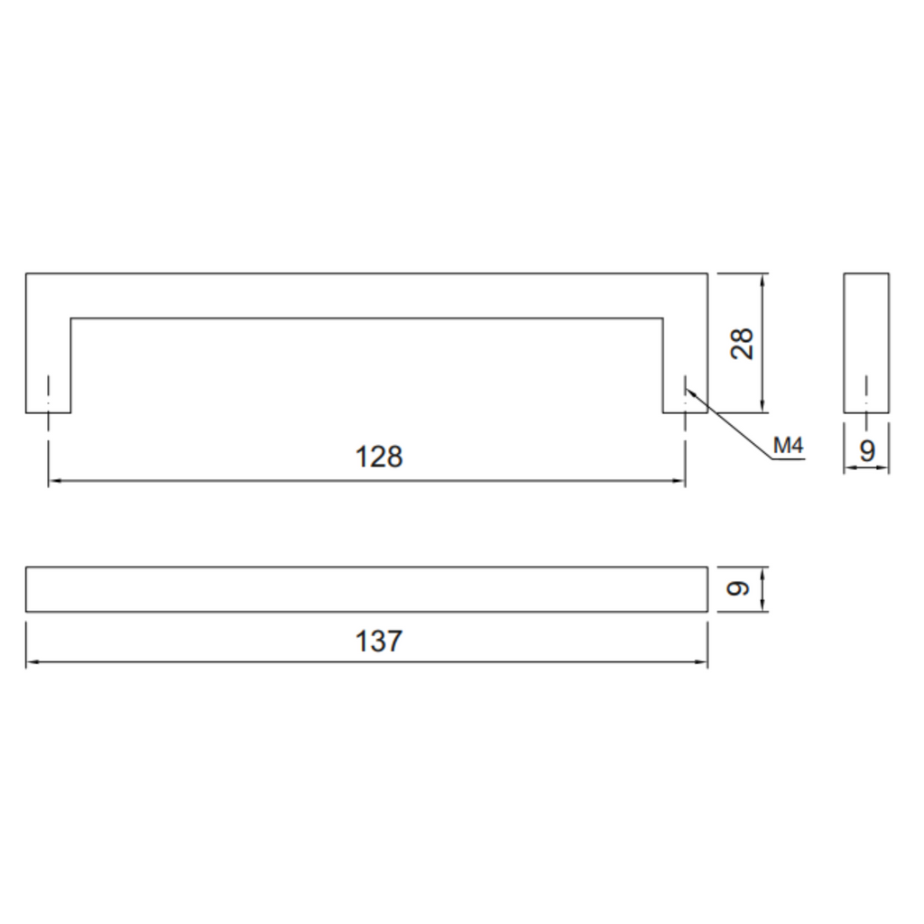 MODERNO - Tirador de muebles de 128 mm - Cromo