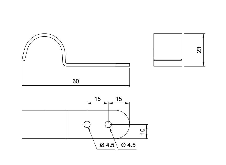 Soporte de tablero horizontal de 25 mm, cromado (2) – Furnica