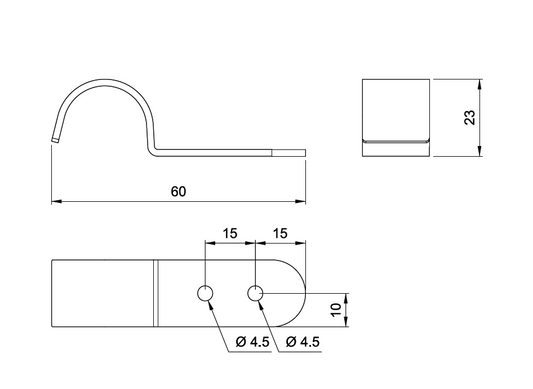 Soporte de tablero horizontal de 25 mm, cromado (2) – Furnica