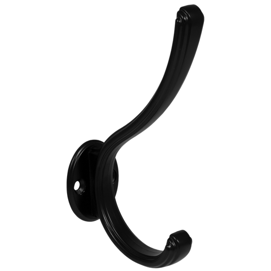 Doble gancho para sombrero y abrigo - 124mm - Negro