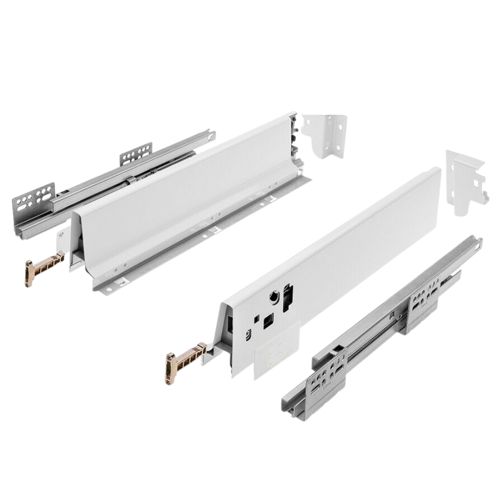 Conjunto de sistema de cierre suave para cajones, BAJA, H: 68mm, Blanco (13) – Furnica