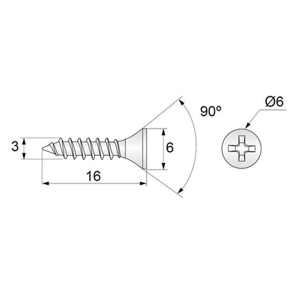 Tornillos de madera PH1 3.0x16mm Zinc blanco (1000 piezas) (3) – Furnica