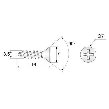Tornillos de madera PH2 3.5x16mm Zinc blanco (1000 piezas) (3) – Furnica