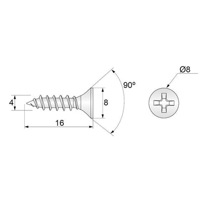 Tornillos de madera PH2 4.0x16mm Zinc blanco (1000 piezas) (3) – Furnica