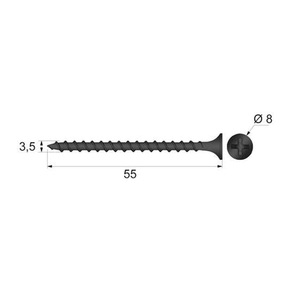 Tornillos de madera Phillips PH2 3.5x55mm negros (500 piezas) (3) – Furnica