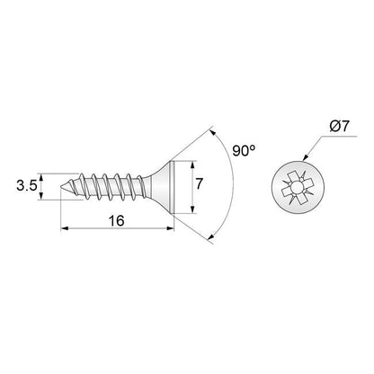 Tornillos de madera PZ2 3.5x16mm Zinc blanco (1000 piezas) (3) – Furnica