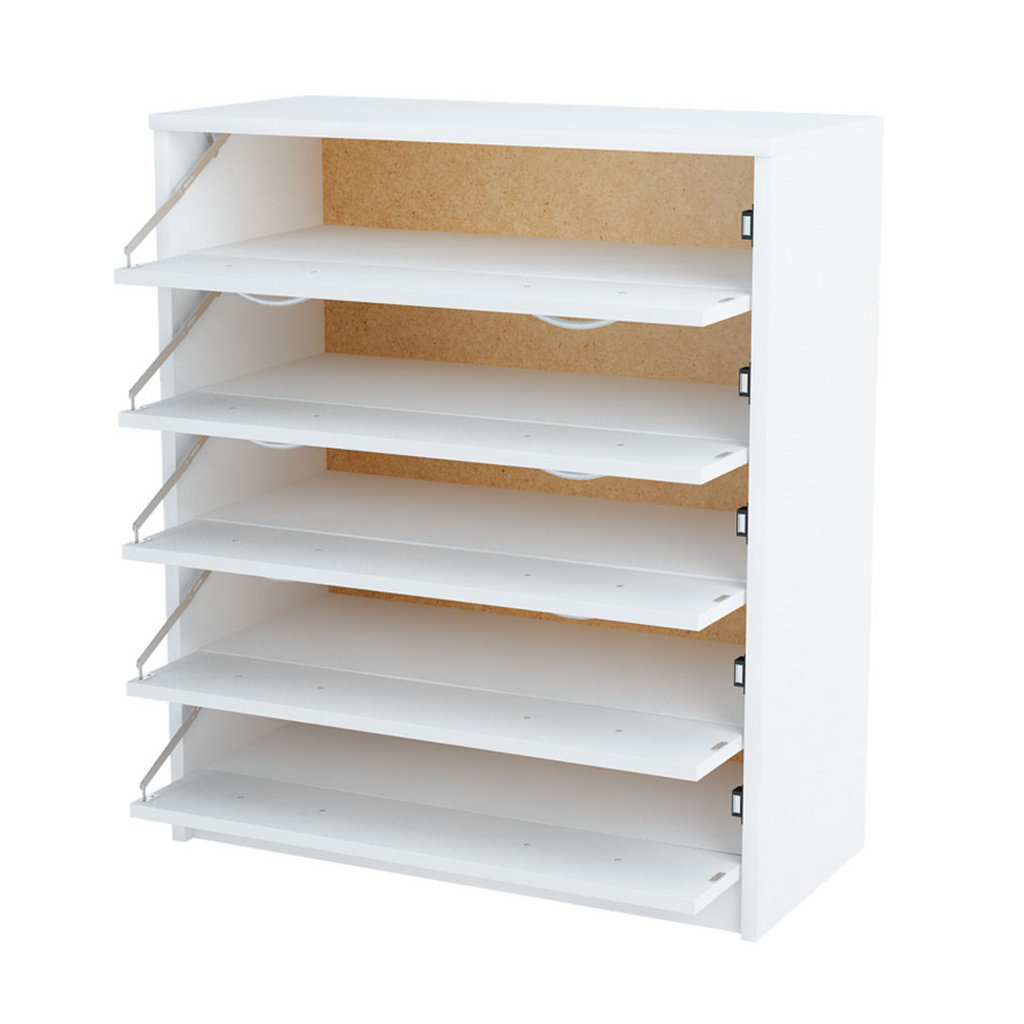 JULIA - Zapatero - Almacenamiento de 5 niveles - Blanco mate H85cm W74cm D35cm